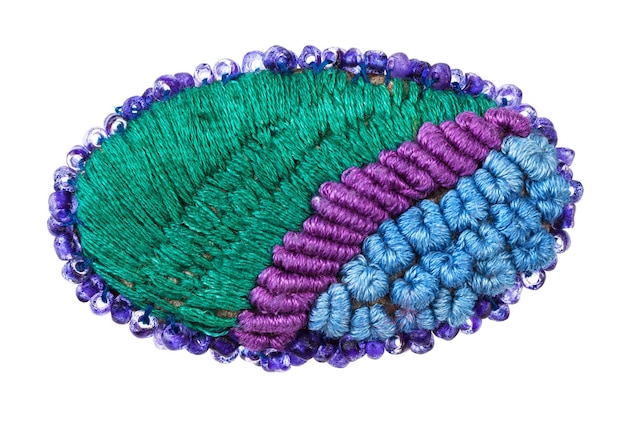 close-up embroidered stitches